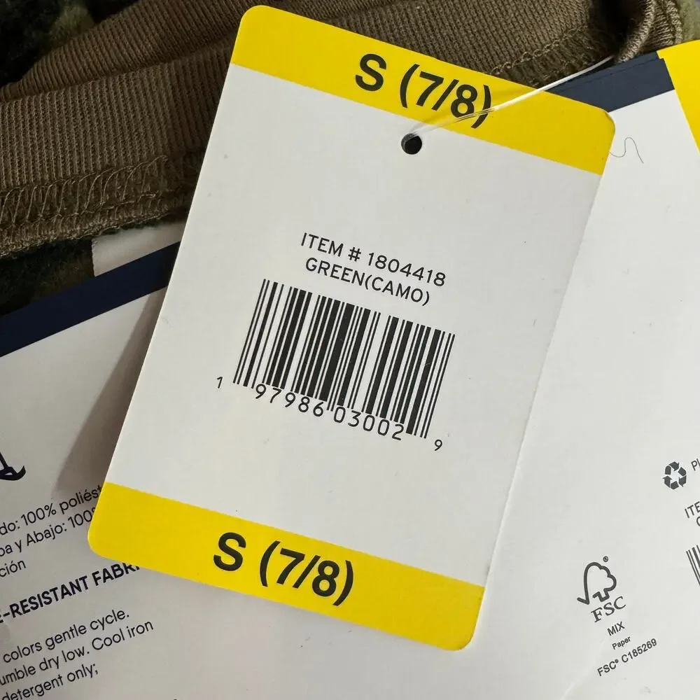 Lands End 3‎ Piece Youth Sleep Set Size S 7/8 Camouflage Pajamas Robe Top Bottom